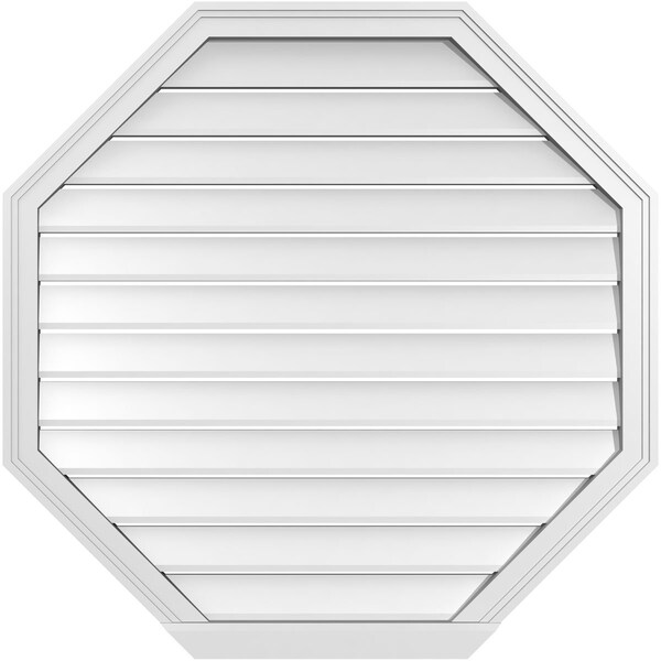 Ekena Millwork Octagonal Surface Mount PVC Gable Vent: Functional, w/ 2"W x 2"P Brickmould Sill Frame, 38"W x 38"H GVPOC38X3803SF - main